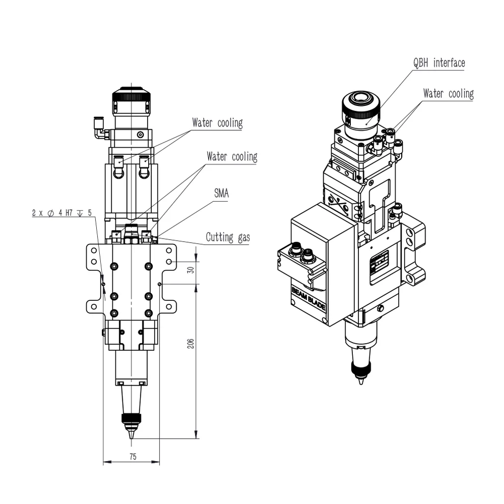 Лазерная режущая головка Raytools BD04K 3D (CL100 FL200, 4 кВт)